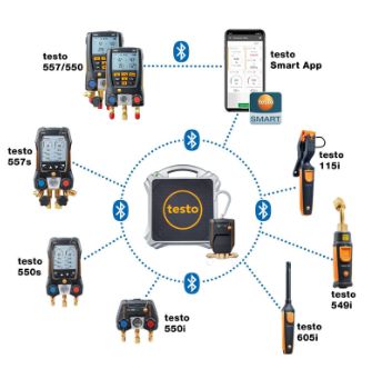 testo 557s Smart Vacuum Kit - Smart digital manifold with wireless vacuum and clamp temperature probes
