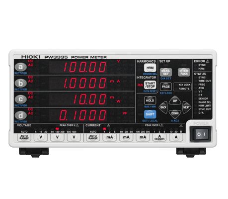 Hioki PW3335 Tek fazlı/iki kablolu 10 Hz'den 640 Hz'ye ve AC/DC 6 V'den 1000 V'ye kadar ölçümlü Benchtop Güç Ölçücüsü ve Analizörü