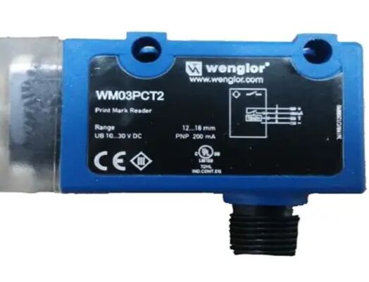 Wenglor - WM03PCT2 PRINT MARK SENSOR, 12-18MM aralığı, PNP NO NC, M12 CONNECTOR, BEYAZ IŞİK, 1.5x2.5 SPOT, 10-30VDC