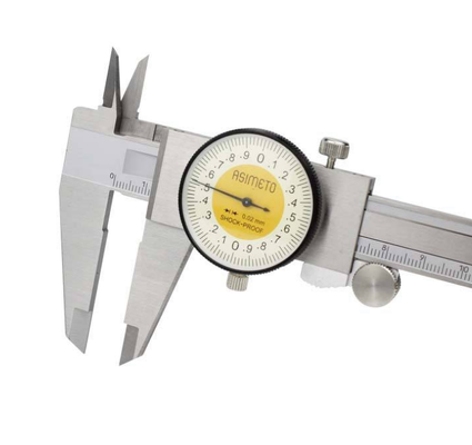 ASIMETO 303-06-2 P303-06-0 Stainless Steel Metric Range 0-150mm Graduation 0.1/0.02mm Dial Calipers