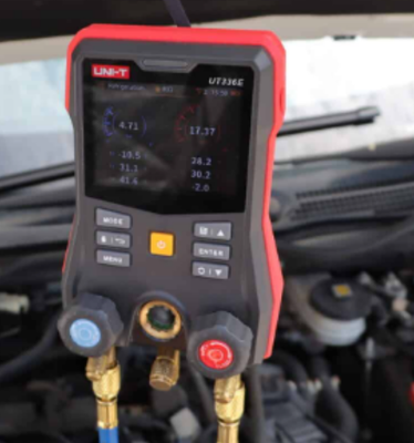 UNI-T UT336E KIT Digital Manifold Gauge 2 Wireless Temperature Clamps 3.5" HD Color Display 162+ Refrigerants OEM 1 Year