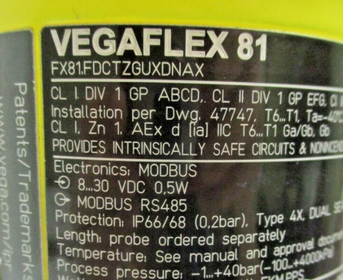 vega VEGAFLEX 81 TDR sensor for continuous level and interface measurement of liquids ,FX81.ACSBVLHXADAX