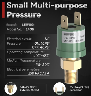 LF08 HVAC IP67 SPDT Smart Pressure Switch 0.2~45bar Range Water Fan Compressor Protection Air Conditioning 250V